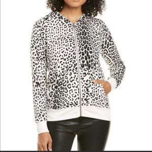 CHASER Size Medium Animal Print Full Zip Hooded Sweatshirt Leopard